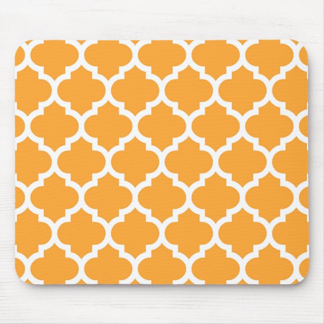 Cantaloupe White Moroccan Quatrefoil Pattern #5 Mouse Mat (Front)