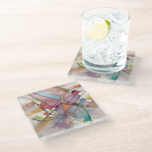 CANTATA in PASTEL MAJOR Abstract Art Glass Coaster
