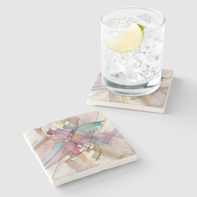 CANTATA in PASTEL MAJOR Abstract Art Stone Coaster (Side)