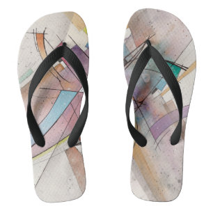 CANTATA in PASTEL MAJOR Abstract Watercolor Art Flip Flops