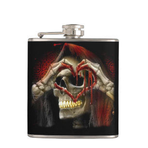Canteen in vinyl “Skull heart " Hip Flask
