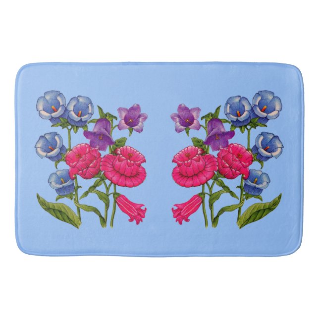 Canterbury bell flowers print bath mat (Front)