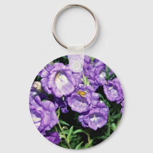 Canterbury bells, hardy common biennial flower key ring