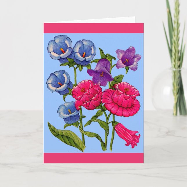 canterbury bells in pink blue and purple card (Front)