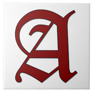 Canterbury Letter A in Red Monogram Tile