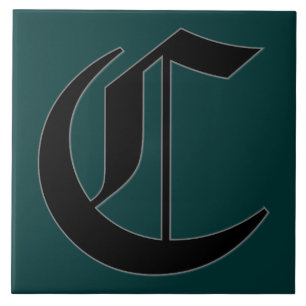 Canterbury Letter C in Black Monogram Tile