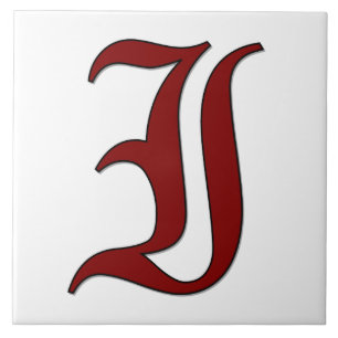 Canterbury Letter I  in Red Monogram Tile