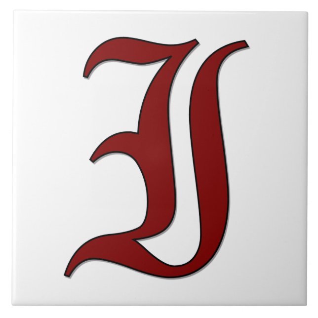 Canterbury Letter I  in Red Monogram Tile (Front)