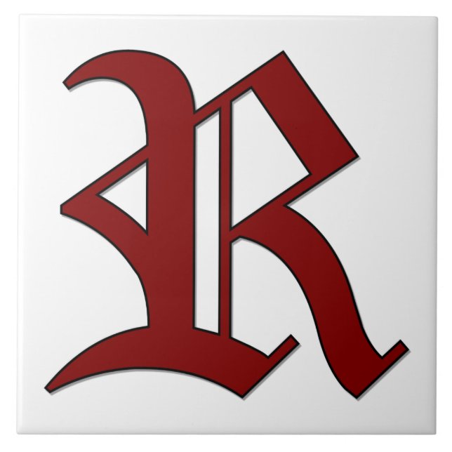 Canterbury Letter R in Red Monogram Tile (Front)