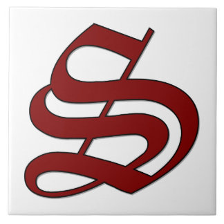 Canterbury Letter S in Red Monogram Tile