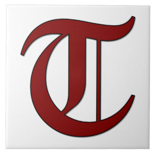 Canterbury Letter T in Red Monogram Tile