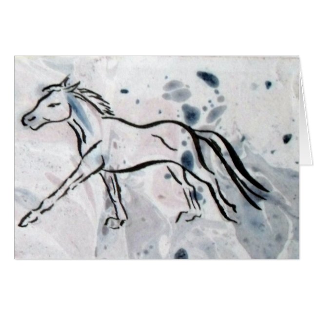 Cantering Horse on Marbled Background (Front Horizontal)