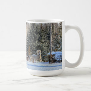 Cantering, Running Horses in Winter Snow Photo Coffee Mug