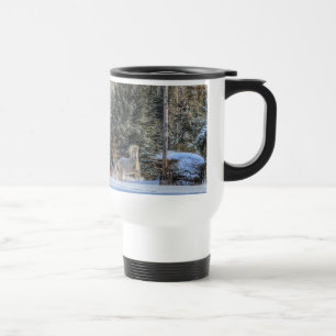 Cantering, Running Horses in Winter Snow Photo Travel Mug