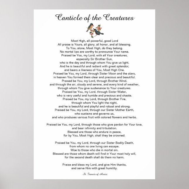 Canticle of the Creatures by St. Francis of Assisi Poster (Front)