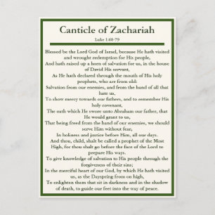 Canticle of Zachariah and Magnificat prayer card