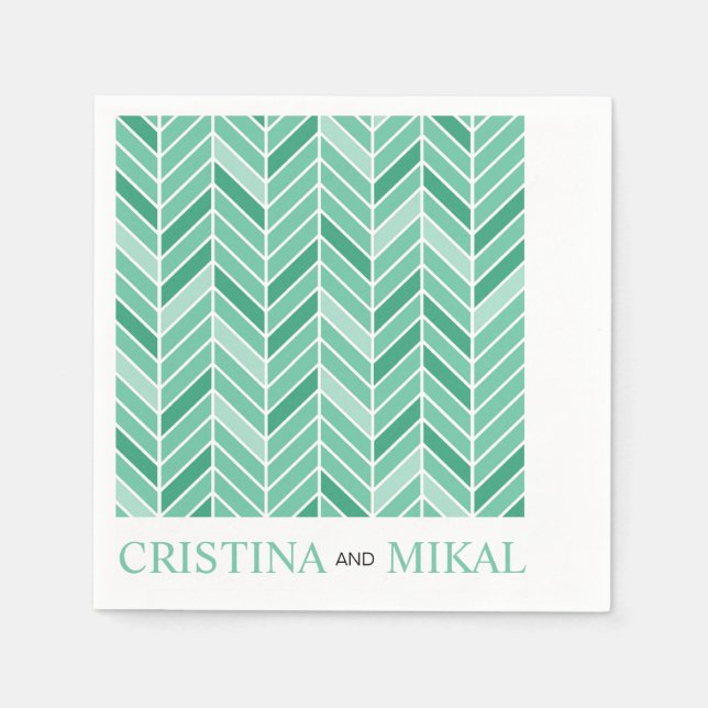 Cantilevered Chevron Cocktail Party | mint green Napkin (Front)