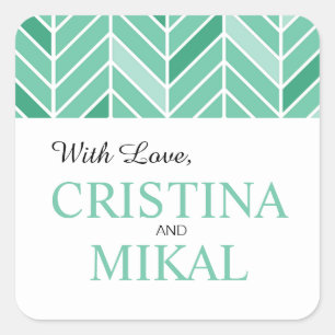 Cantilevered Chevron Favour   mint green Square Sticker