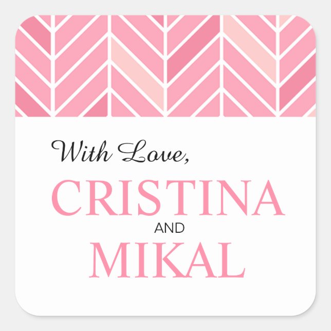 Cantilevered Chevron Favour | peony pink Square Sticker (Front)
