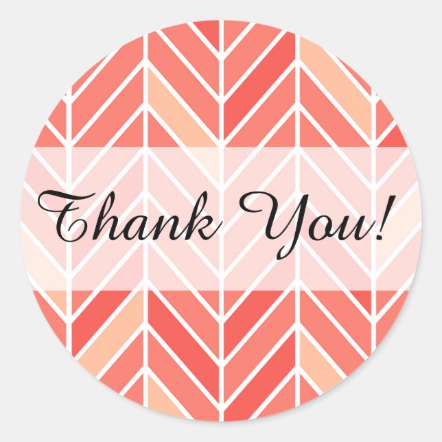Cantilevered Chevron Thank You | peach Classic Round Sticker (Front)