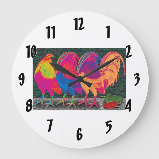 Cantina Roosters Large Clock (Front)
