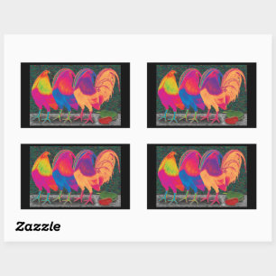 Cantina Roosters Rectangular Sticker