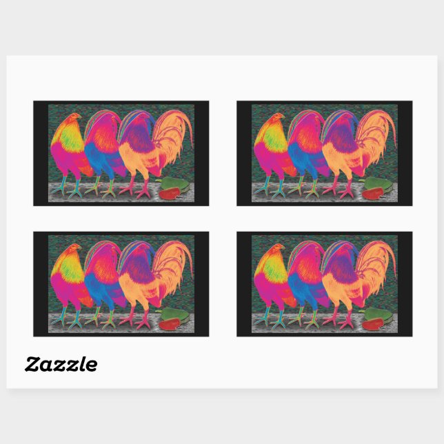 Cantina Roosters Rectangular Sticker (Sheet)