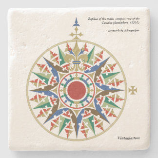 Cantino Compass Rose Stone Coaster