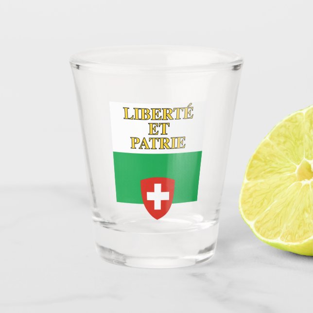 Canton of Vaud flag, Switzerland Shot Glass (Front)