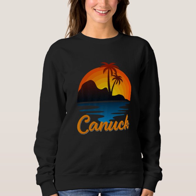 Canuck Vancouver Palm Tree Island Sunset Canada Sweatshirt (Front)