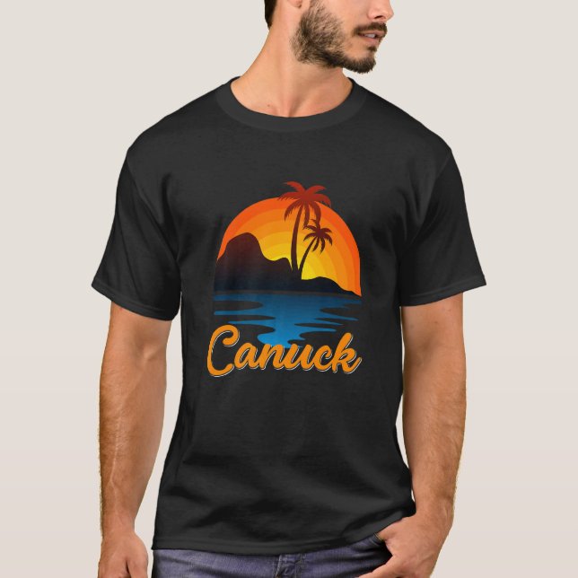 Canuck Vancouver Palm Tree Island Sunset Canada T-Shirt (Front)