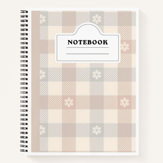 Canvara Daisy Plaid Notebook — Aesthetic Lined Jou (Front)