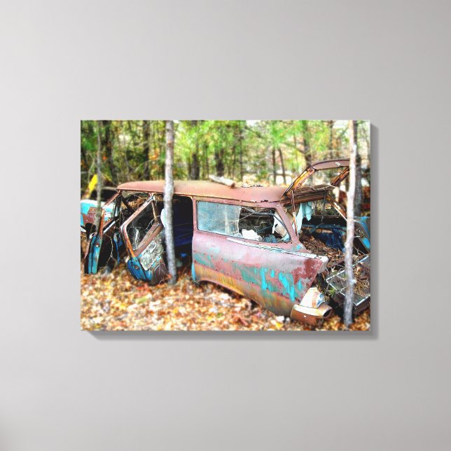 Canvas 1957 Chevy Nomad Nostalgia Junkyard Art Print (Front)