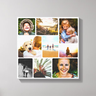 Canvas 9 Photo Template Rounded White Wall Piece Print