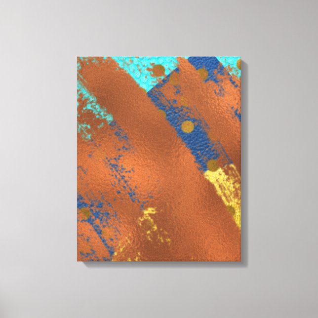 Canvas Abstract Artwork Blue Copper Gold (Front)