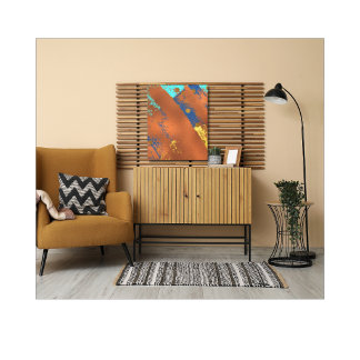 Canvas Abstract Artwork Blue Copper Gold Print