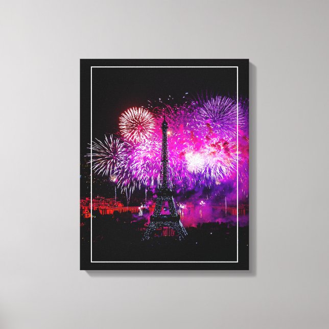 Canvas Art-Eiffel Tower Fireworks Print (Front)