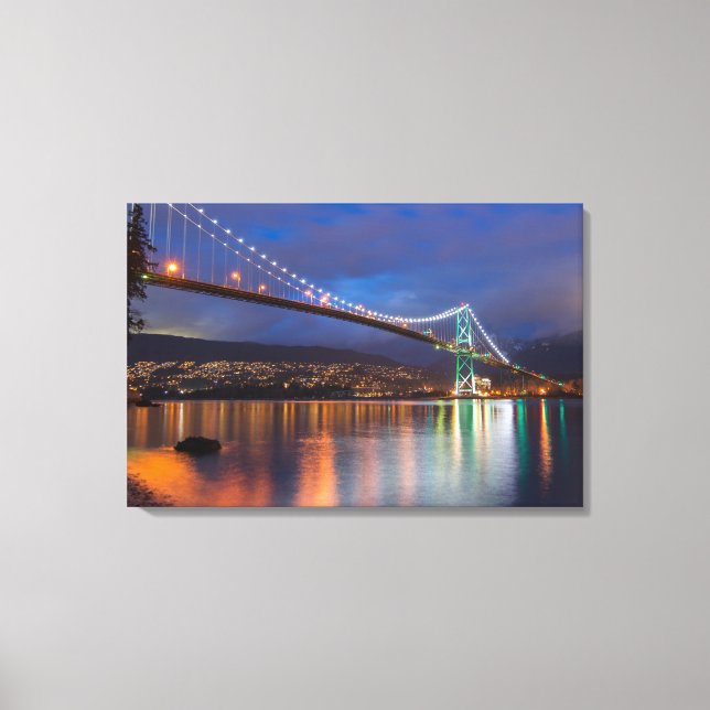 Canvas Art-Lit Bridge over the Bay Print (Front)