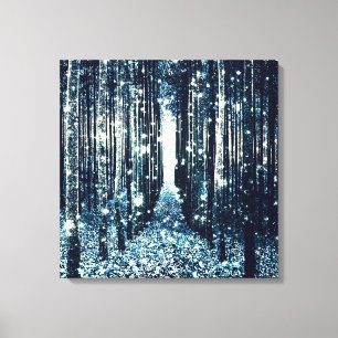 Canvas Art : Magical Forest Teal Grey Elegance