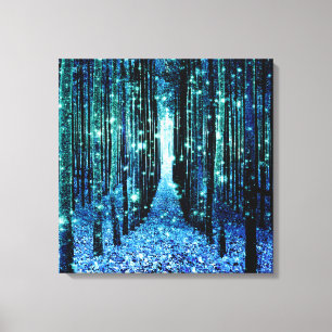 Canvas Art: Magical Forest Turquoise Teal Print