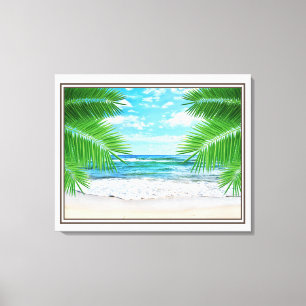 Canvas Art-Tropical Beach in Sepia Print