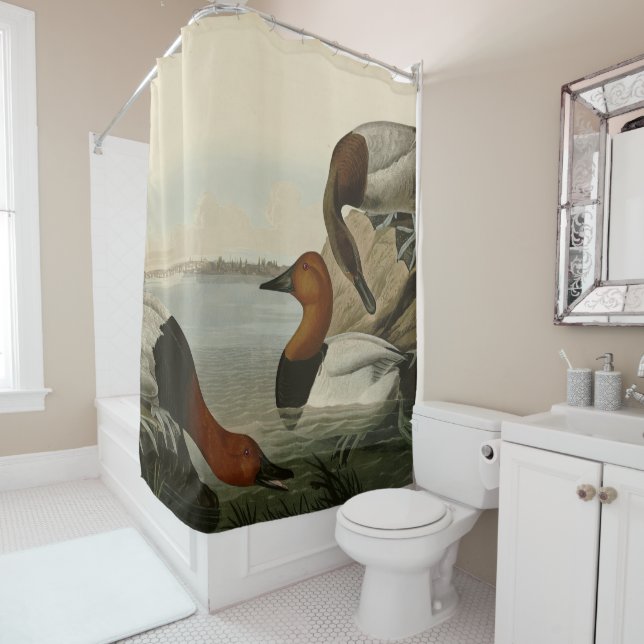 Canvas backed Duck from Audubon's Birds of America Shower Curtain (In Situ)