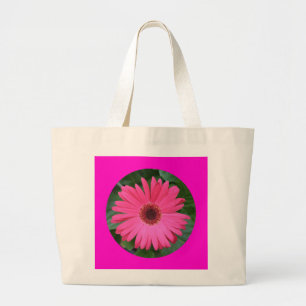 Canvas Bag, Pink African DaisyCIRCLE_B-1 Large Tote Bag