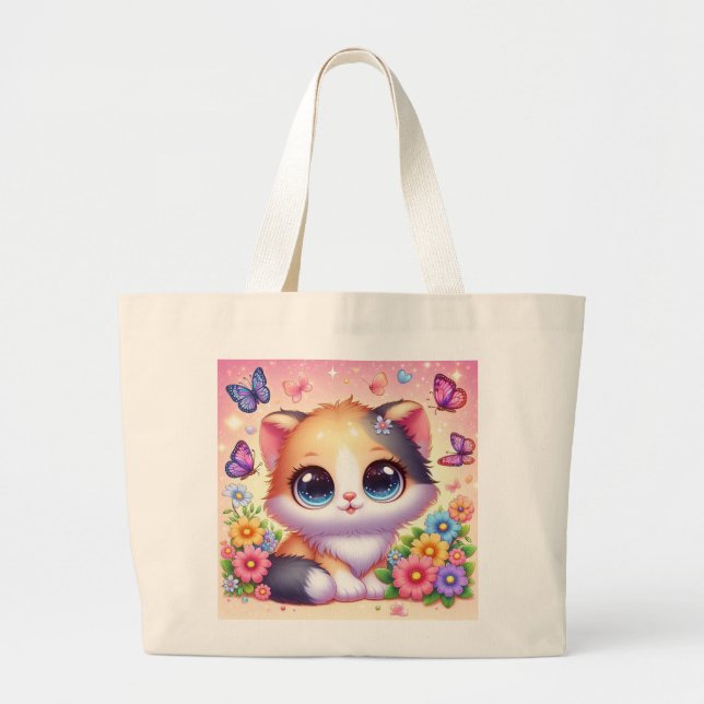 Canvas bag with a patterned cat (Front)