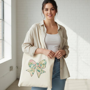 Canvas Bag with Floral Bow - Boho Chic Style.