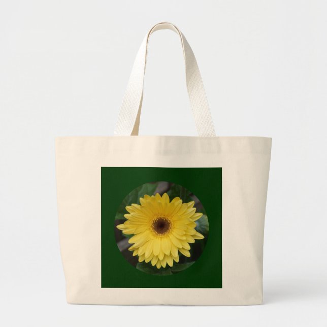 Canvas Bag, Yellow African Daisy, Circle C-1 Large Tote Bag (Front)