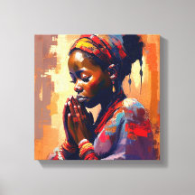 Canvas, Beautiful african girl in Meditation