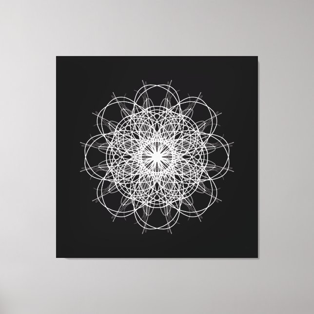 Canvas, Black White Kaleidoscope Mandala Art Canvas Print (Front)