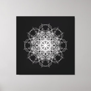 Canvas, Black White Kaleidoscope Mandala Art Canvas Print