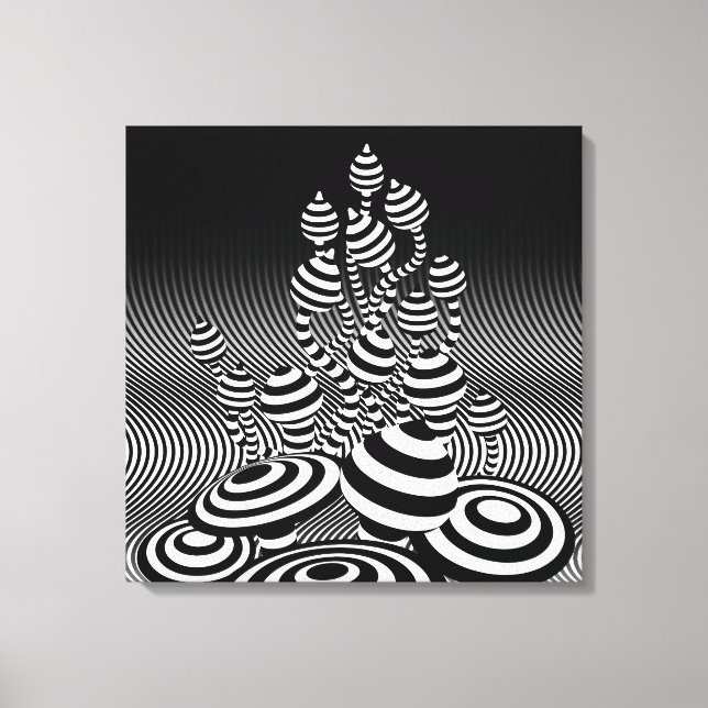 Canvas Black & White Magic Mushrooms 1m sq. (Front)